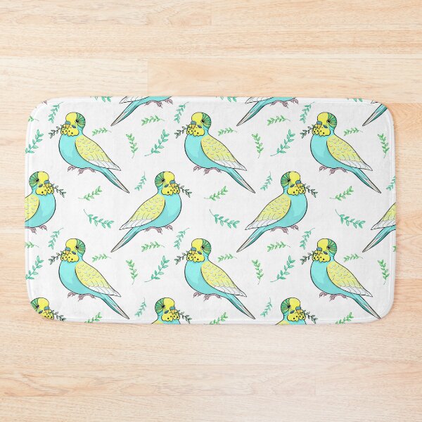 Item preview, Cute Budgie with Green Twig in Beak Art designed and sold by OrPolly.