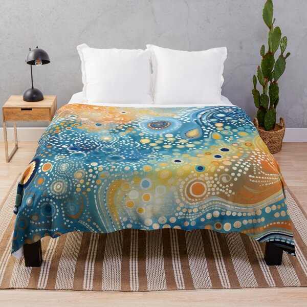 Item preview, Aboriginal Inspired Dot Art - With Turquoise Amber Wave designed and sold by GrinGalore.