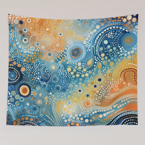 Item preview, Aboriginal Inspired Dot Art - With Turquoise Amber Wave designed and sold by GrinGalore.