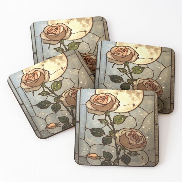 Item preview, Pink roses, golden stained glass, celestial designed and sold by BriSher.