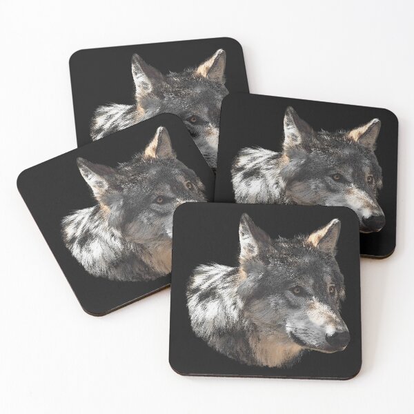 Item preview, Wolf head side canvas pattern, beautiful animal prints, pretty wolves designed and sold by Kirei-Lily.