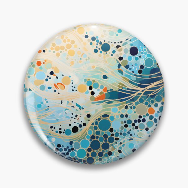 Item preview, Aboriginal Inspired Dot Art - With Aqua Cream Waves designed and sold by GrinGalore.