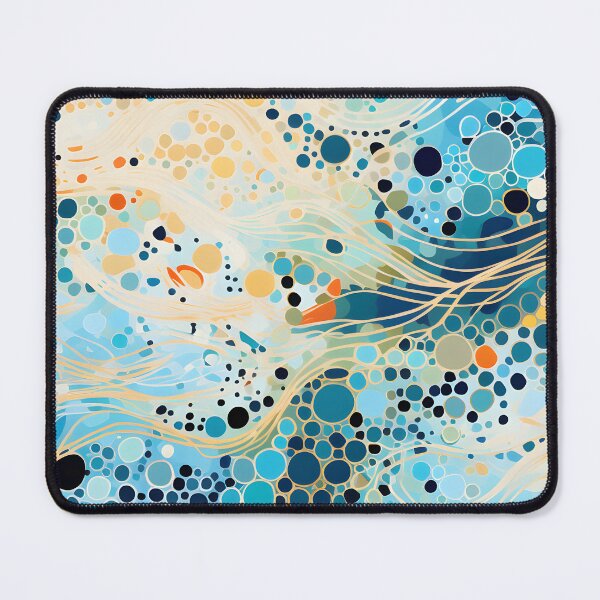 Item preview, Aboriginal Inspired Dot Art - With Aqua Cream Waves designed and sold by GrinGalore.