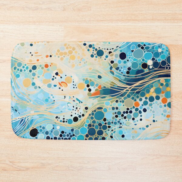 Item preview, Aboriginal Inspired Dot Art - With Aqua Cream Waves designed and sold by GrinGalore.