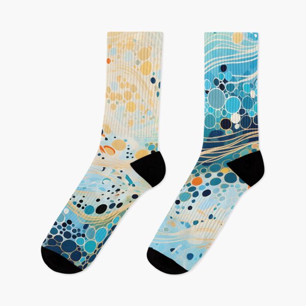 Item preview, Aboriginal Inspired Dot Art - With Aqua Cream Waves designed and sold by GrinGalore.