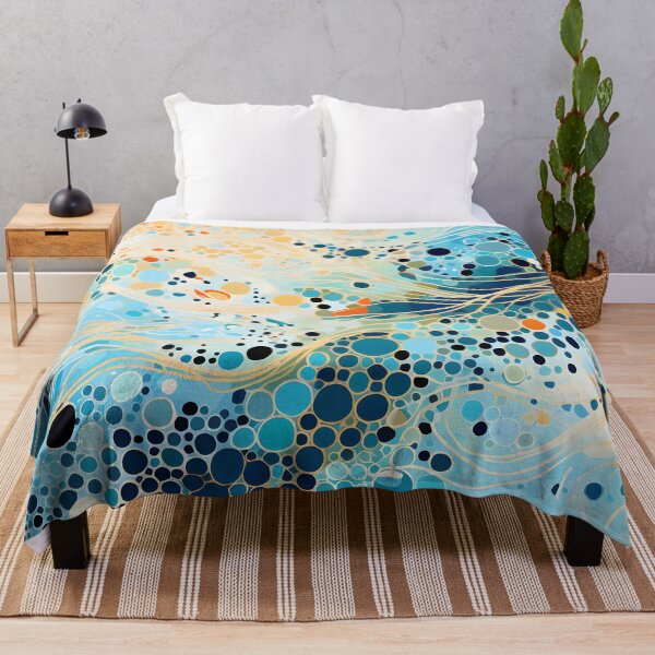 Item preview, Aboriginal Inspired Dot Art - With Aqua Cream Waves designed and sold by GrinGalore.