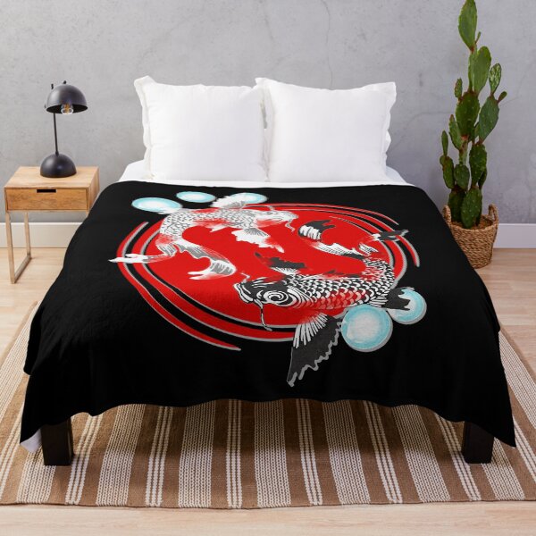 Item preview, Koi carp black and white, japanese art, beautiful fish motifs designed and sold by Kirei-Lily.