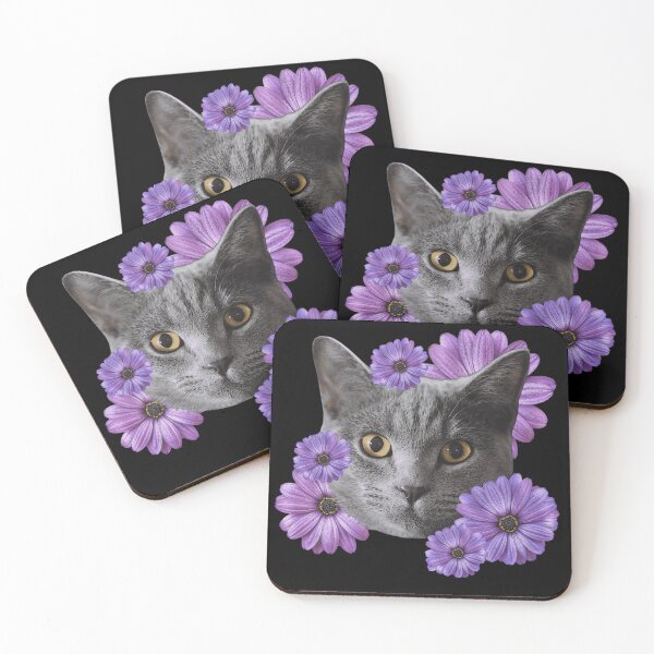 Item preview, cat with flower pattern, cat fan motifs, flower fan shirts designed and sold by Kirei-Lily.