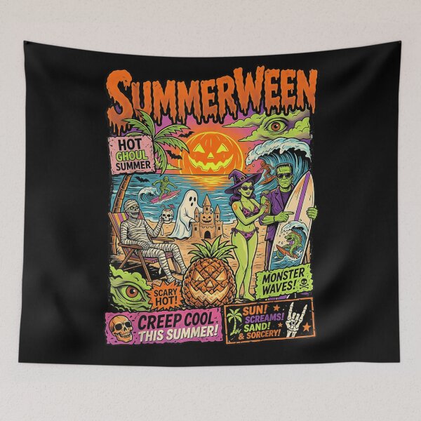 Item preview, Summerween Beach Monsters Funny Halloween Summer Vacation Spooky Paradise Adventure designed and sold by LizzyKeiko.