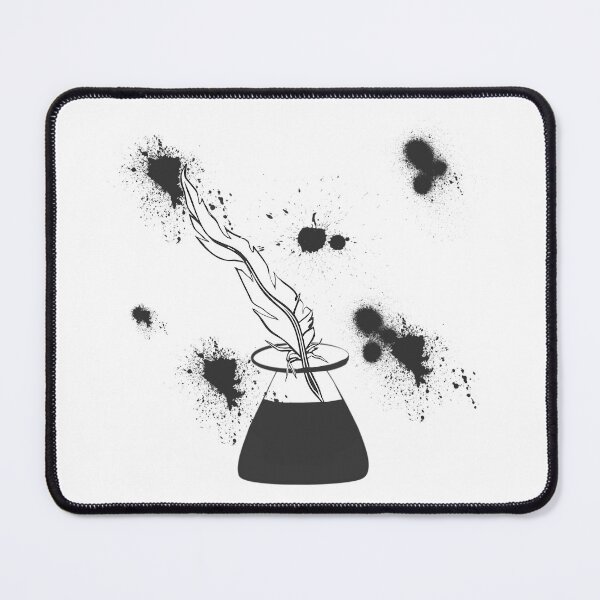 Item preview, Quill pen with inkwell and inkblots, writing, writers, individualists designed and sold by Kirei-Lily.