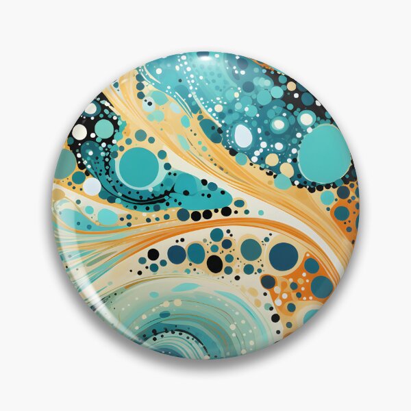 Item preview, Aboriginal Inspired Dot Art - Turquoise Amber Fluid Wave designed and sold by GrinGalore.