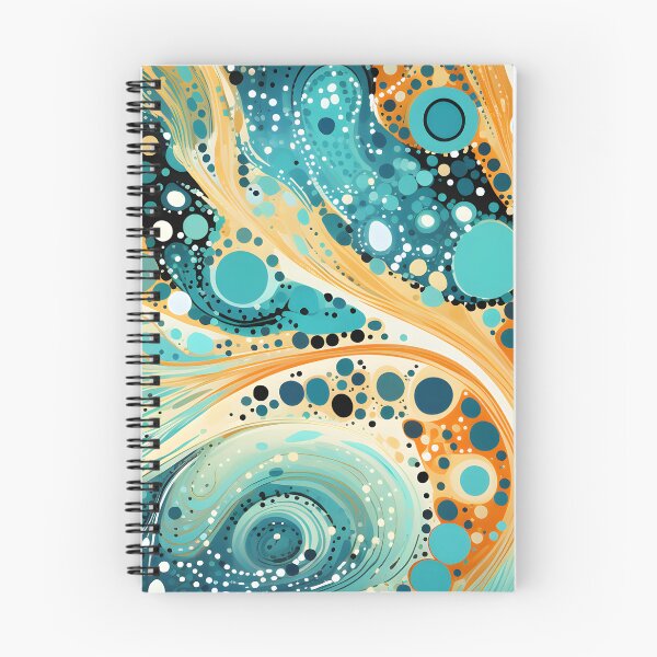 Item preview, Aboriginal Inspired Dot Art - Turquoise Amber Fluid Wave designed and sold by GrinGalore.