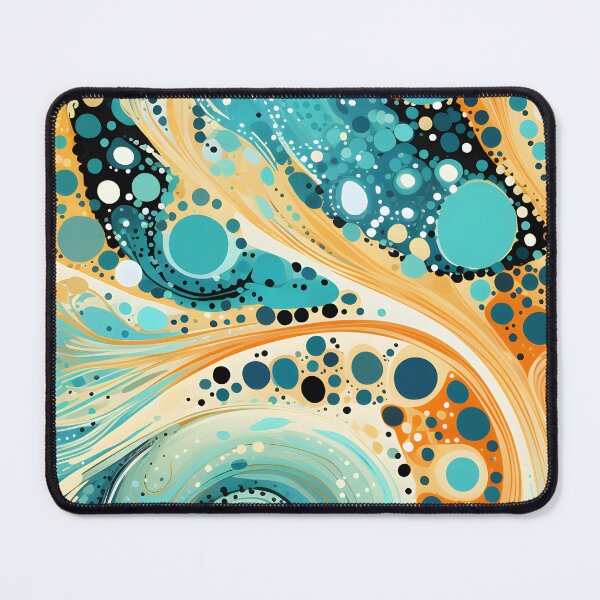 Item preview, Aboriginal Inspired Dot Art - Turquoise Amber Fluid Wave designed and sold by GrinGalore.