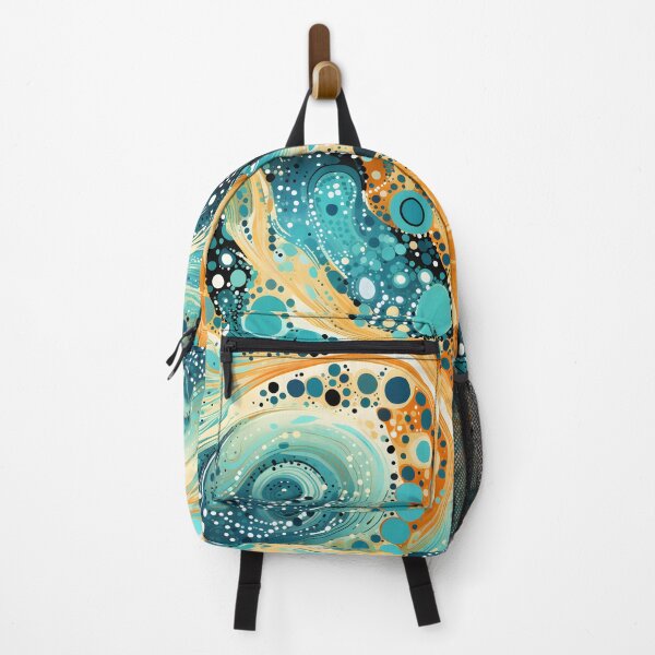 Item preview, Aboriginal Inspired Dot Art - Turquoise Amber Fluid Wave designed and sold by GrinGalore.