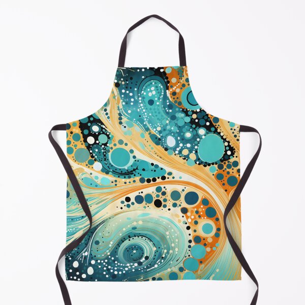 Item preview, Aboriginal Inspired Dot Art - Turquoise Amber Fluid Wave designed and sold by GrinGalore.