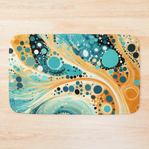 Item preview, Aboriginal Inspired Dot Art - Turquoise Amber Fluid Wave designed and sold by GrinGalore.