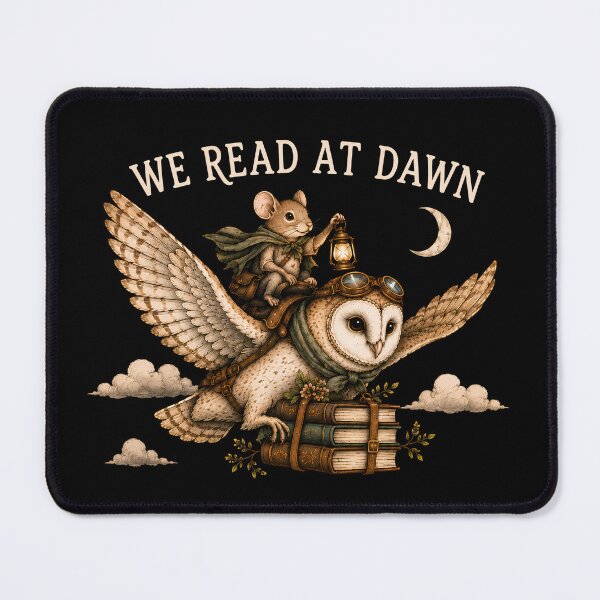 Item preview, We Read At Dawn Reader Owl And Mouse Book Lover Cottagecore designed and sold by VGAfanatic.