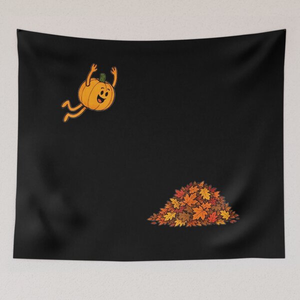 Item preview, Funny Pumpkin Jumping Into Autumn Leaves Happy Fall Season Humor designed and sold by Serene woods.