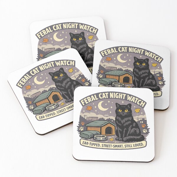 Item preview, Feral Cat Night Watch – Ear-Tipped Community Cat Rescue designed and sold by Concrete Coffee Studio.
