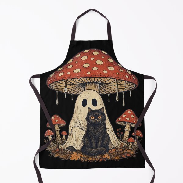 Item preview, Ghost And Black Cat Beneath Magical Mushroom Cozy Autumn Forest designed and sold by Taniyah Gomes.
