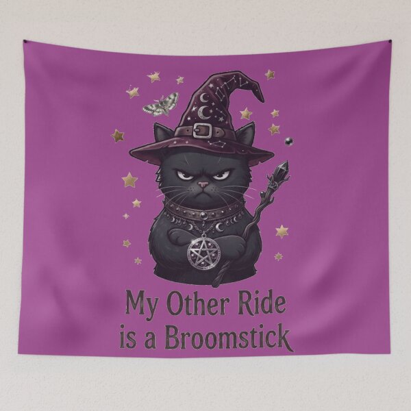 Item preview, Black witch cat designed and sold by Wicca and mythical creatures .