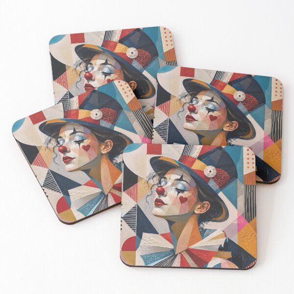 Item preview, Cubist Clown painting. designed and sold by GalleryKauffeld.