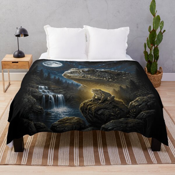 Item preview, Mystical Moonlit Giant Toad Fantasy Forest Waterfall Nature Dreamscape designed and sold by Taniyah Gomes.