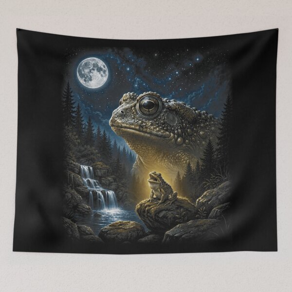 Item preview, Mystical Moonlit Giant Toad Fantasy Forest Waterfall Nature Dreamscape designed and sold by Taniyah Gomes.
