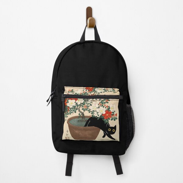 Item preview, Curious Black Cat and Blooming Azalea Bonsai  designed and sold by PurrfectHome.
