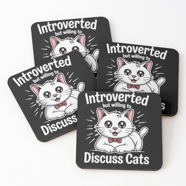 Item preview, Introverted But Willing to Discuss Cats | Funny Cat Lover Introvert Gift | Cute White Cat Design designed and sold by Mahdi Barigou.