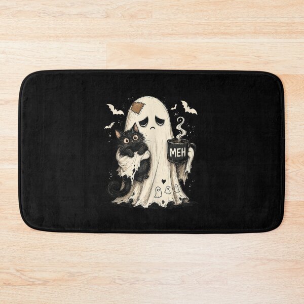 Item preview, Sad Ghost Hugging Black Cat Coffee Cozy Halloween Autumn Mood designed and sold by Taniyah Gomes.