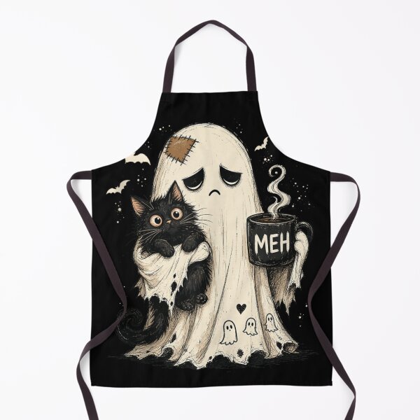 Item preview, Sad Ghost Hugging Black Cat Coffee Cozy Halloween Autumn Mood designed and sold by Taniyah Gomes.