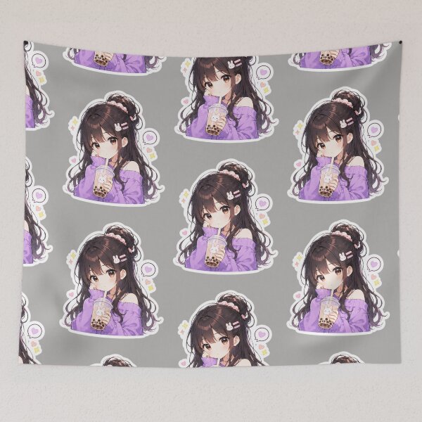 Item preview, Bubble Tea Break – Cozy Anime Girl designed and sold by bella-rosa87.