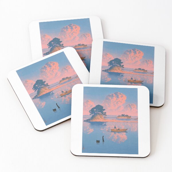 Item preview, Swimming Black Cat in Japanese Woodblock Landscape designed and sold by PurrfectHome.