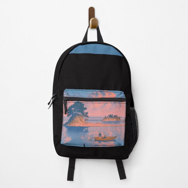 Item preview, Swimming Black Cat in Japanese Woodblock Landscape designed and sold by PurrfectHome.