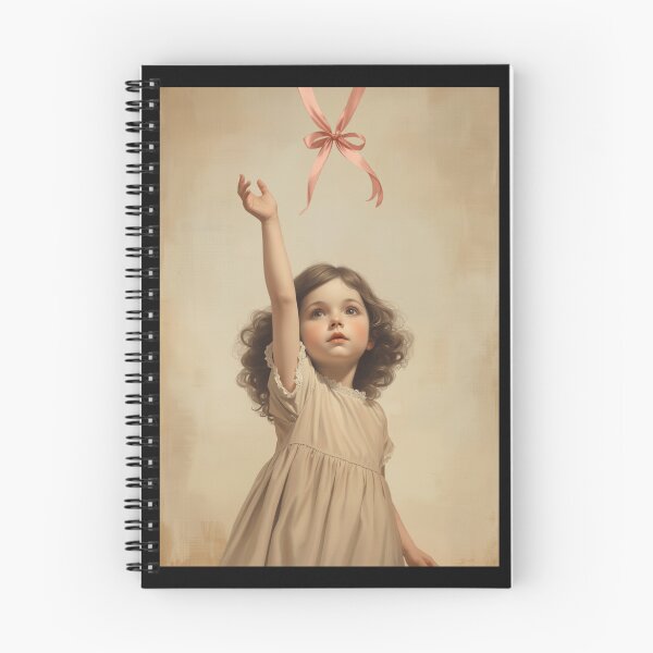 Item preview, Tender little girl catching a ribbon - Soft Vintage Child with Ribbon Art designed and sold by SatinPosterCo.