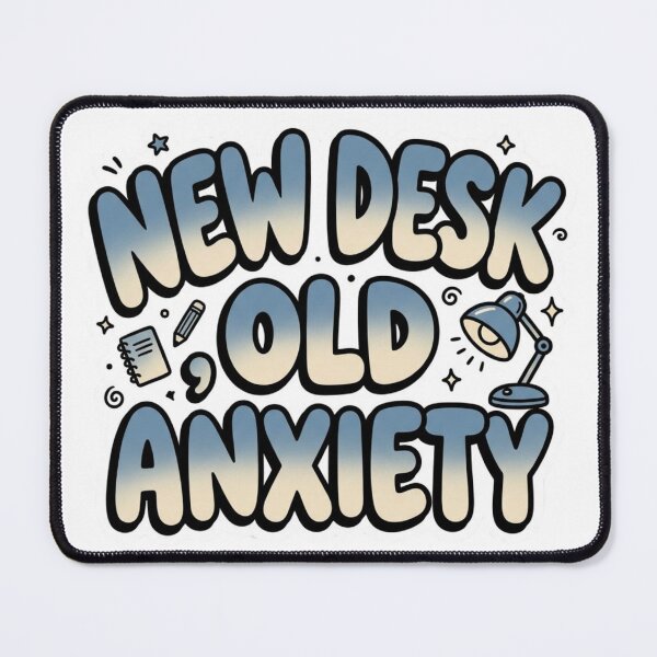 Item preview, New Desk Old Anxiety Funny New Job Quote designed and sold by StickVerse by Owais.