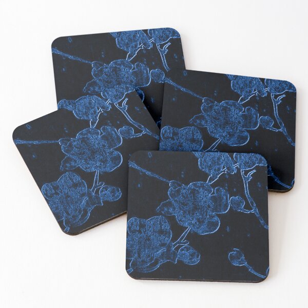 Item preview, Neon Blue Cherry Blossom – Dark Botanical Art | Chromatic Collection designed and sold by BatNature.