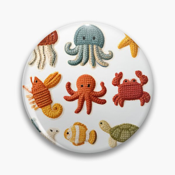 Item preview, Cute Crochet Sea Animals Sticker Pack – Handmade Ocean Creatures Amigurumi Style designed and sold by KAM-KAM-STORE.