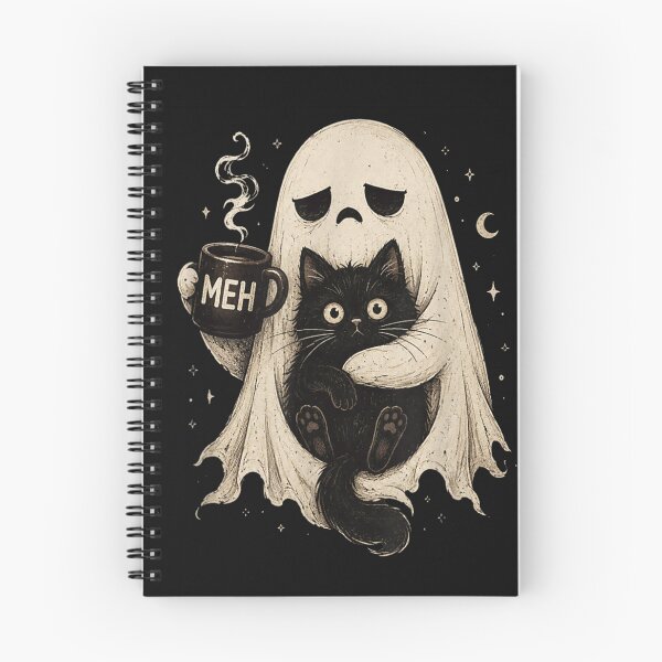 Item preview, Cute Ghost Holding Black Cat And Coffee Halloween Cozy Vibes designed and sold by River Silva.