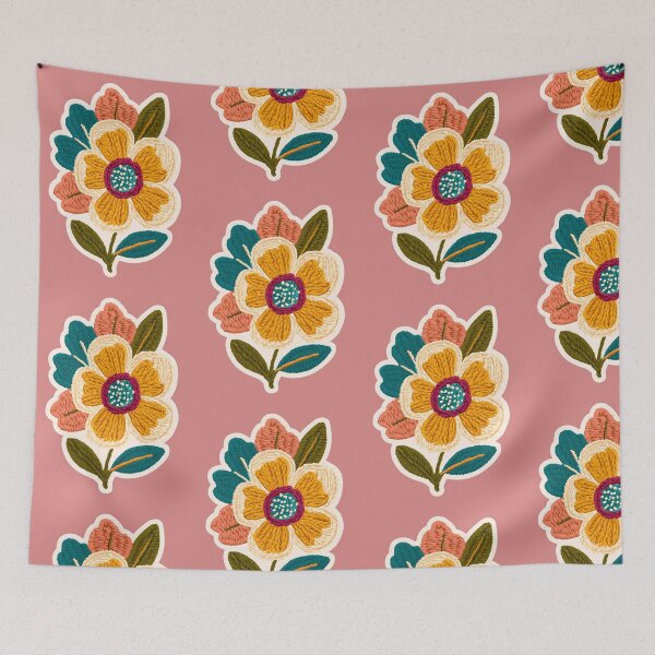 Item preview, Boho Crochet Flower Sticker – Handmade Floral Embroidery Patch Art designed and sold by KAM-KAM-STORE.