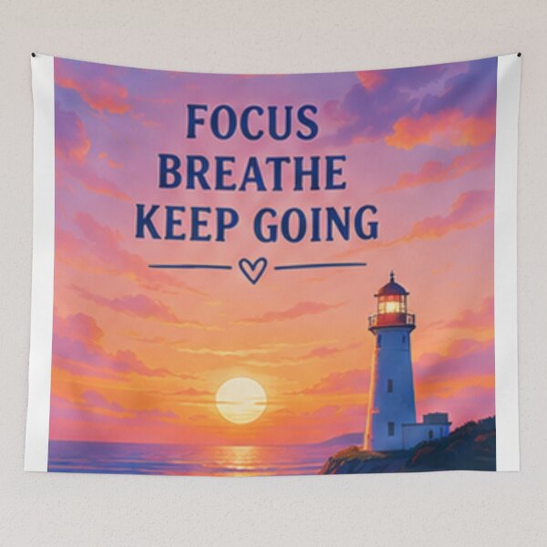 Item preview, Focus Breathe Keep Going Lighthouse Sunset designed and sold by Rehnair.