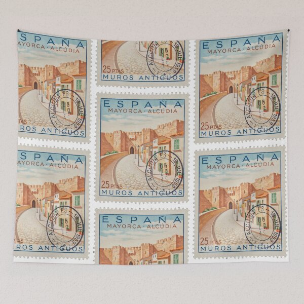 Item preview, Alcudia Old Town Majorca Medieval Walls Stamp Sticker designed and sold by stickercuffs.