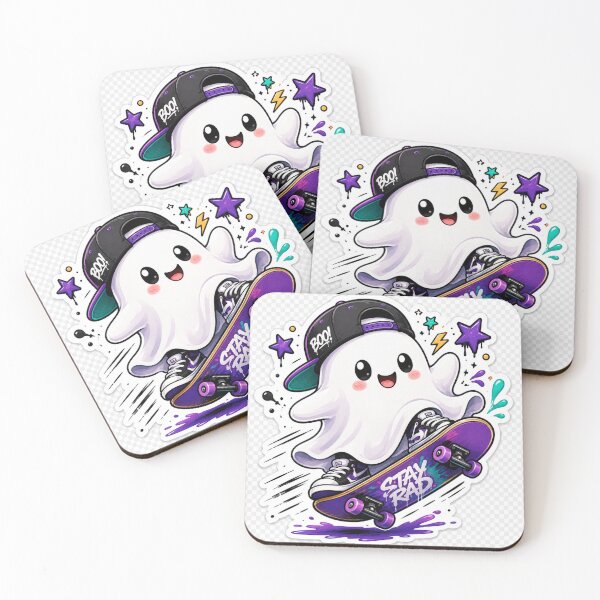 Item preview, Cute Ghost Skateboard Sticker Design designed and sold by VeltrixaDesigns.
