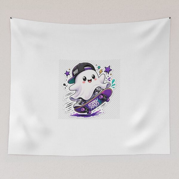 Item preview, Cute Ghost Skateboard Sticker Design designed and sold by VeltrixaDesigns.