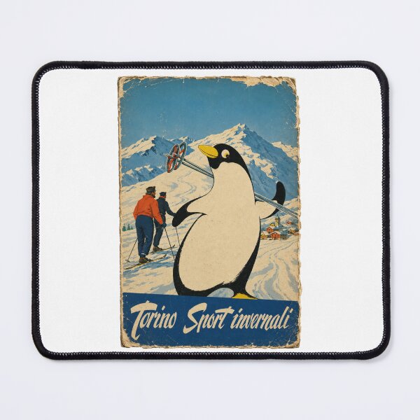 Item preview, Turin Winter Sports 1954 - Vintage Penguin Ski Poster designed and sold by Torinostalgia.
