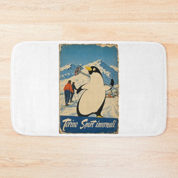 Item preview, Turin Winter Sports 1954 - Vintage Penguin Ski Poster designed and sold by Torinostalgia.