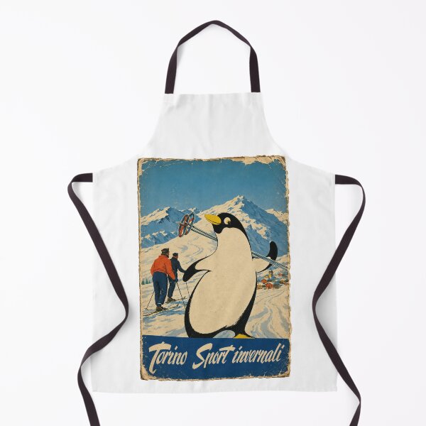 Item preview, Turin Winter Sports 1954 - Vintage Penguin Ski Poster designed and sold by Torinostalgia.