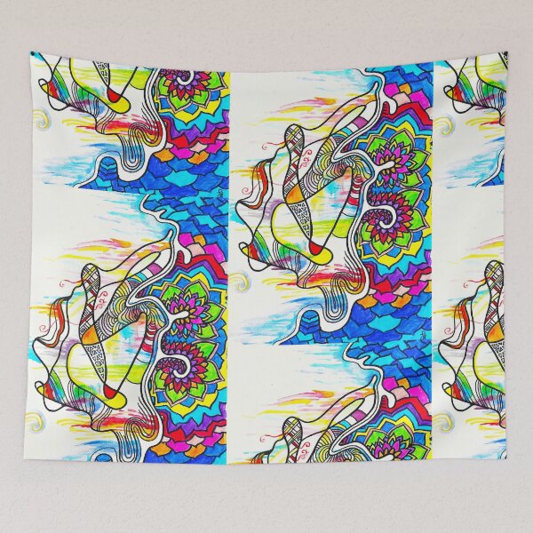Item preview, "Joy" Colorful Chaotic Mandala Shapes and Lines Abstract Messy Doodle  designed and sold by BOKEbyTC.