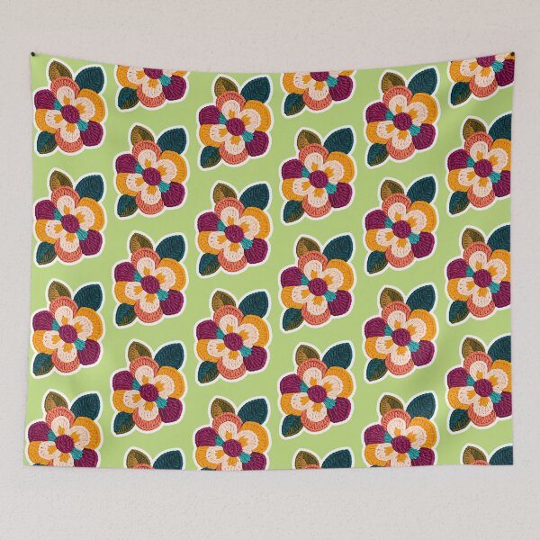 Item preview, Colorful Crochet Flower Sticker – Boho Handmade Floral Appliqué Art designed and sold by KAM-KAM-STORE.